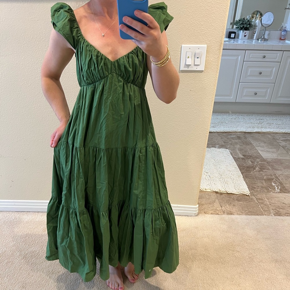Abercrombie & Fitch Green Ruffled Maxi Sundress